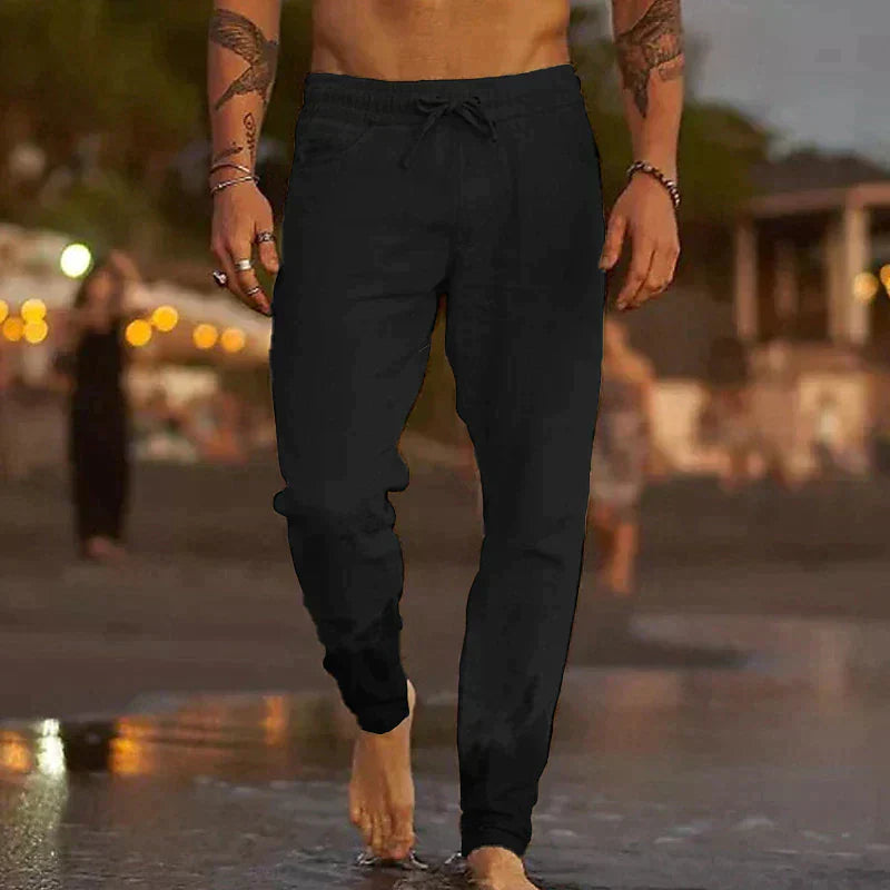 Linen Trousers for Men Lightweight Summer Casual Beach Pants
