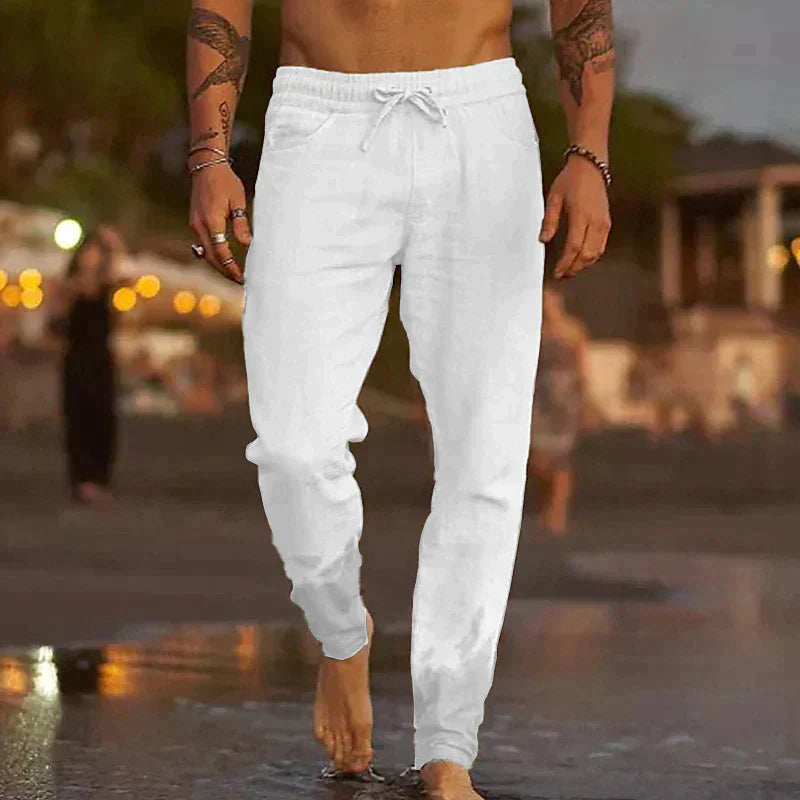 Linen Trousers for Men Lightweight Summer Casual Beach Pants