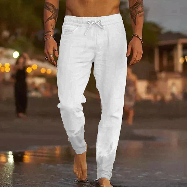 Linen Trousers for Men Lightweight Summer Casual Beach Pants