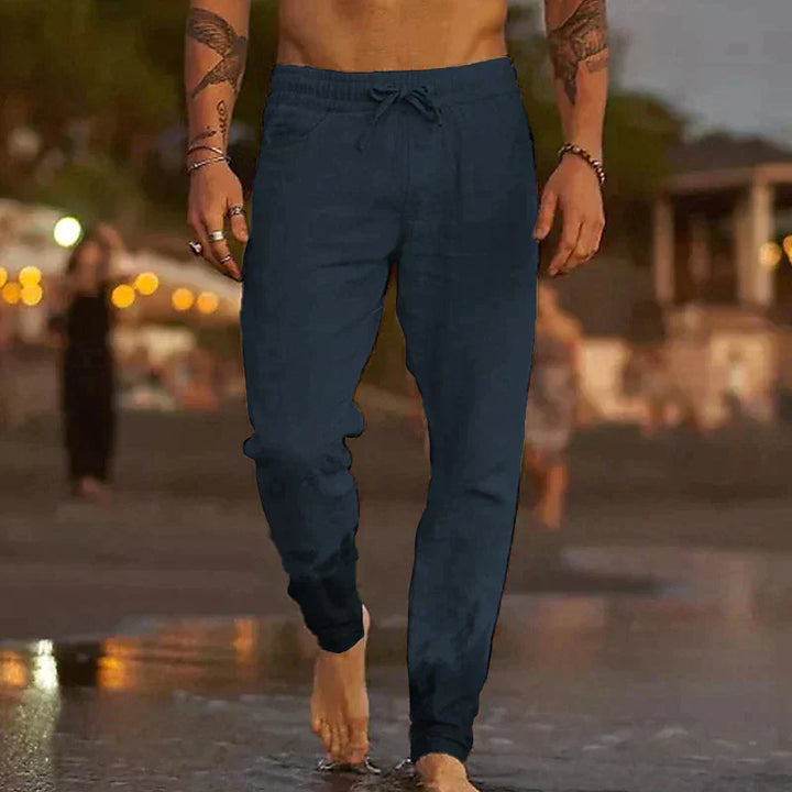 Linen Trousers for Men Lightweight Summer Casual Beach Pants