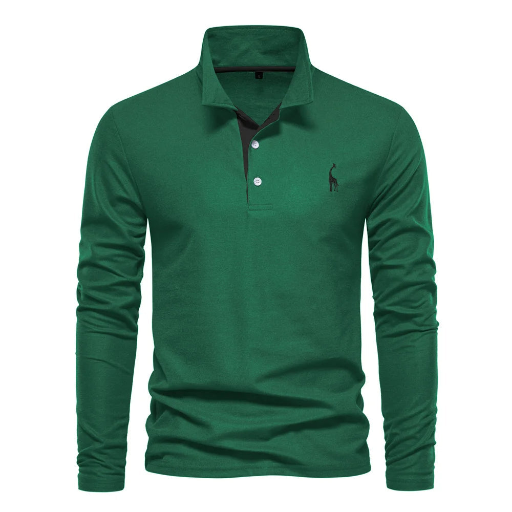 Men's Long Sleeve Polo Shirt Lightweight Breathable Casual Top