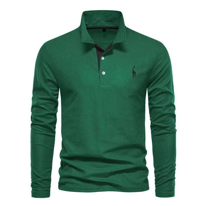 Men's Long Sleeve Polo Shirt Lightweight Breathable Casual Top