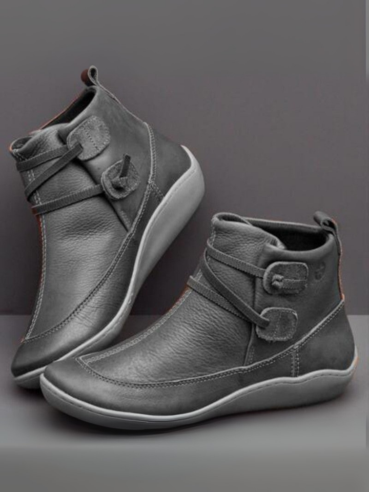 Leather Ankle Boots | Waterproof | Gray