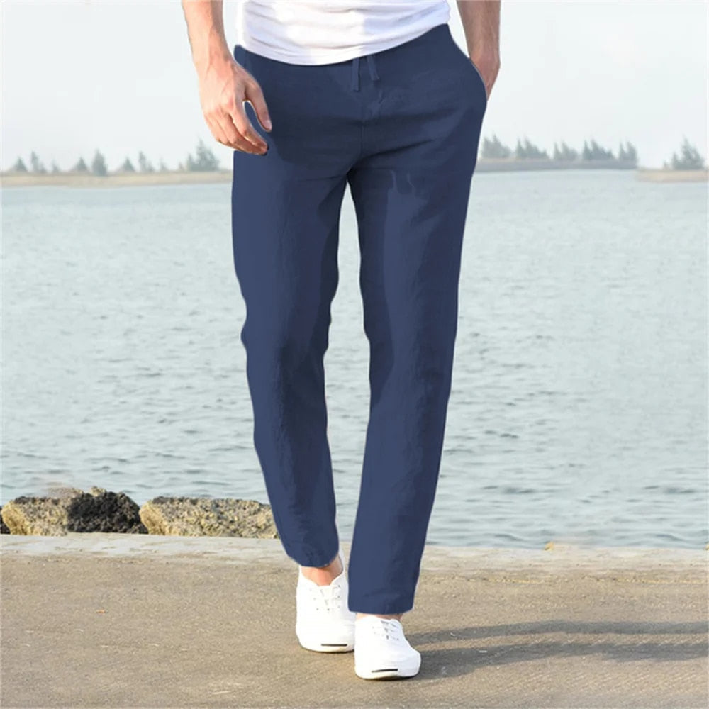 Linen Pants For Men | Drawstring | Dark Blue