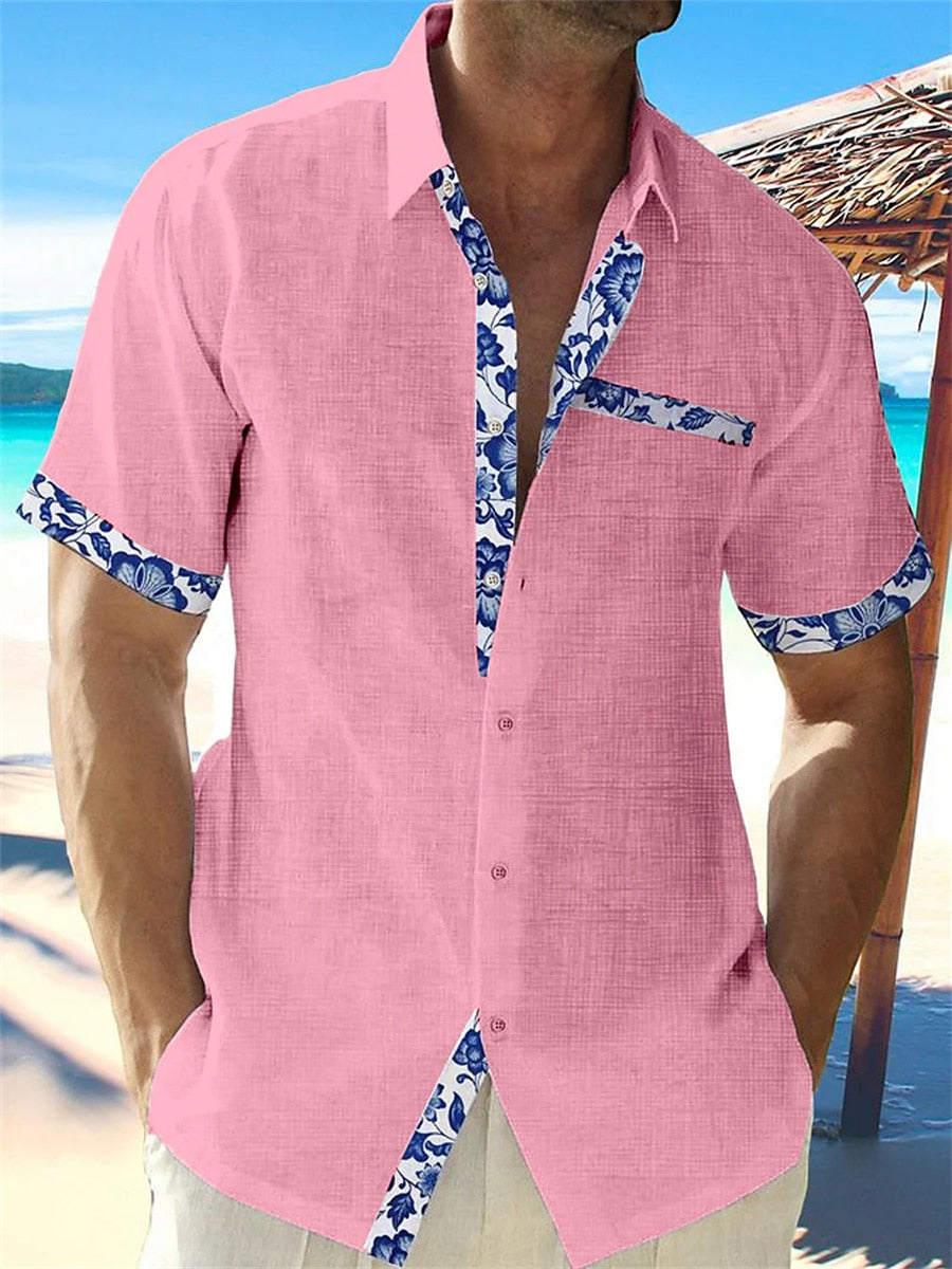 Linen Shirt For Men | Breathable Design | Pink