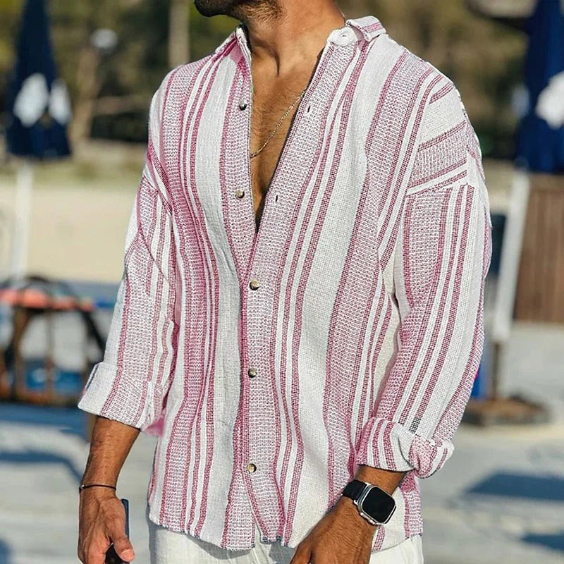 Linen Shirt For Men | Breathable | Pink