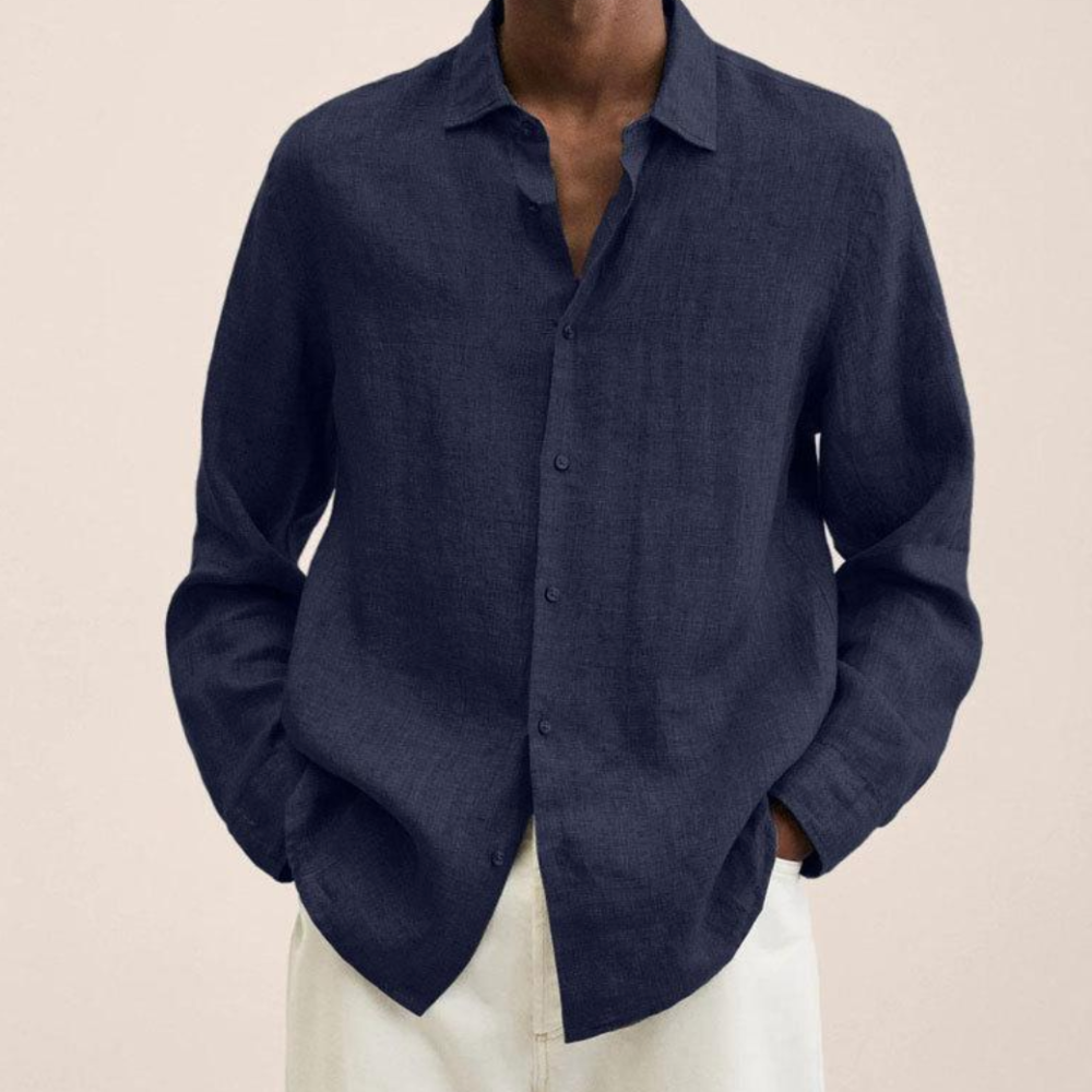Linen Shirt For Men | Classic Fit | Dark Blue