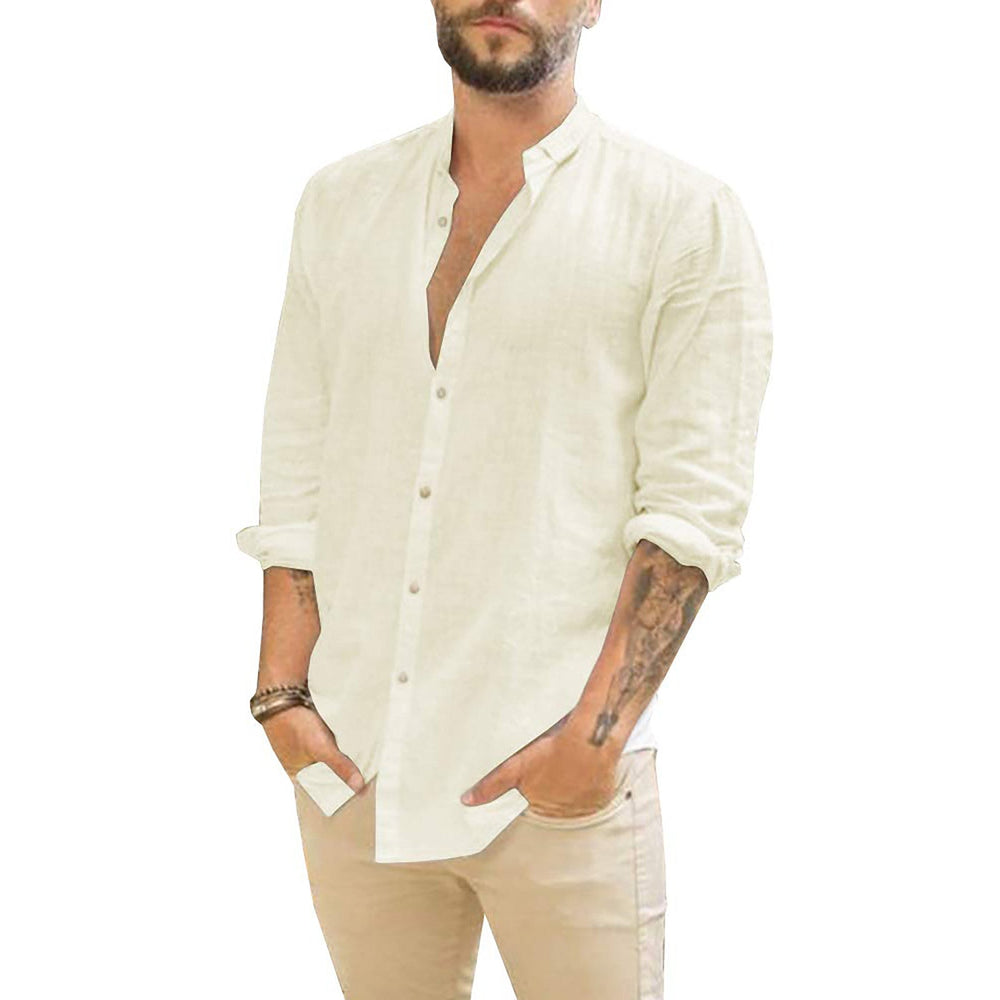 Linen Shirt For Men | Plain Design | Beige