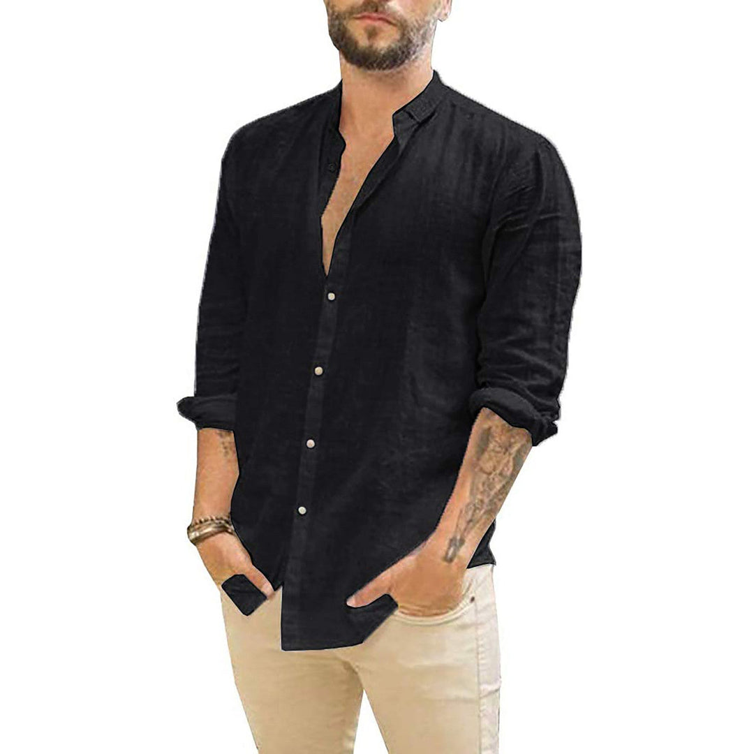 Linen Shirt For Men | Plain Design | Black