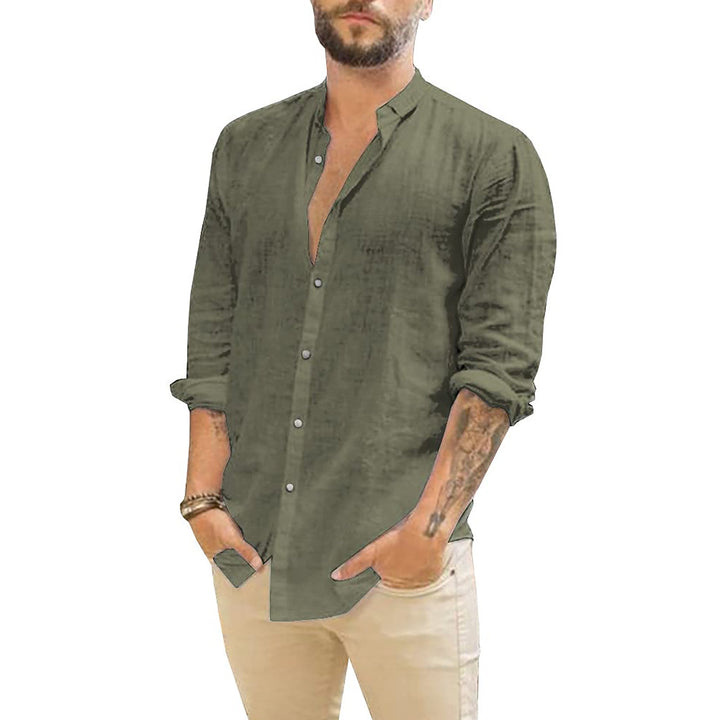 Linen Shirt For Men | Plain Design | Green