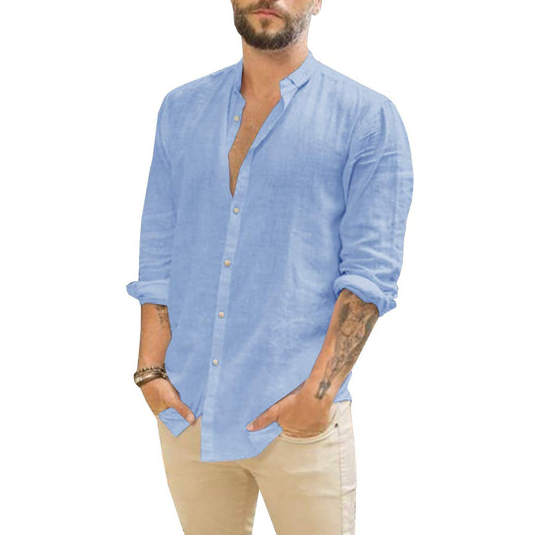 Linen Shirt For Men | Plain Design | Light Blue