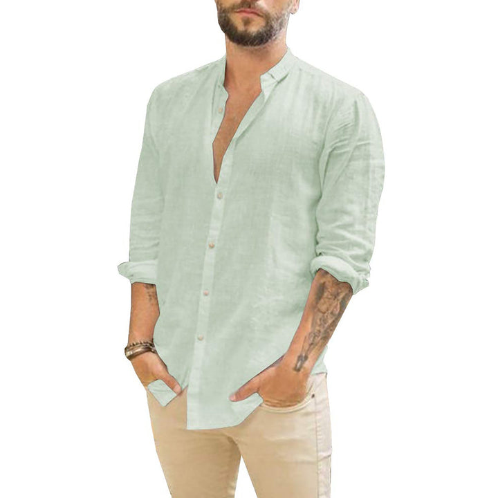 Linen Shirt For Men | Plain Design | Light Green