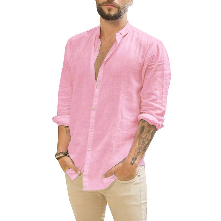 Linen Shirt For Men | Plain Design | Pink