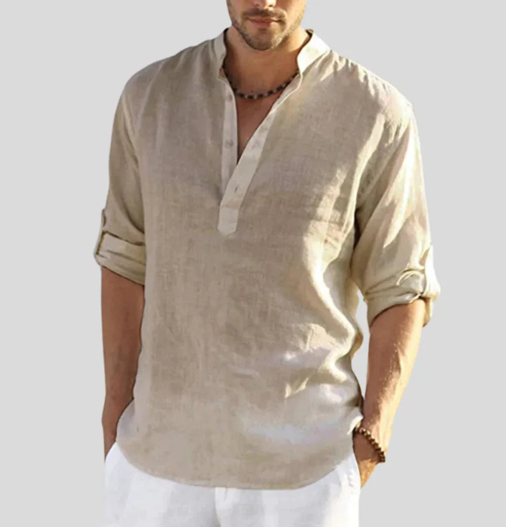 Linen Shirt for Men | Classic Collar Breathable | Beige