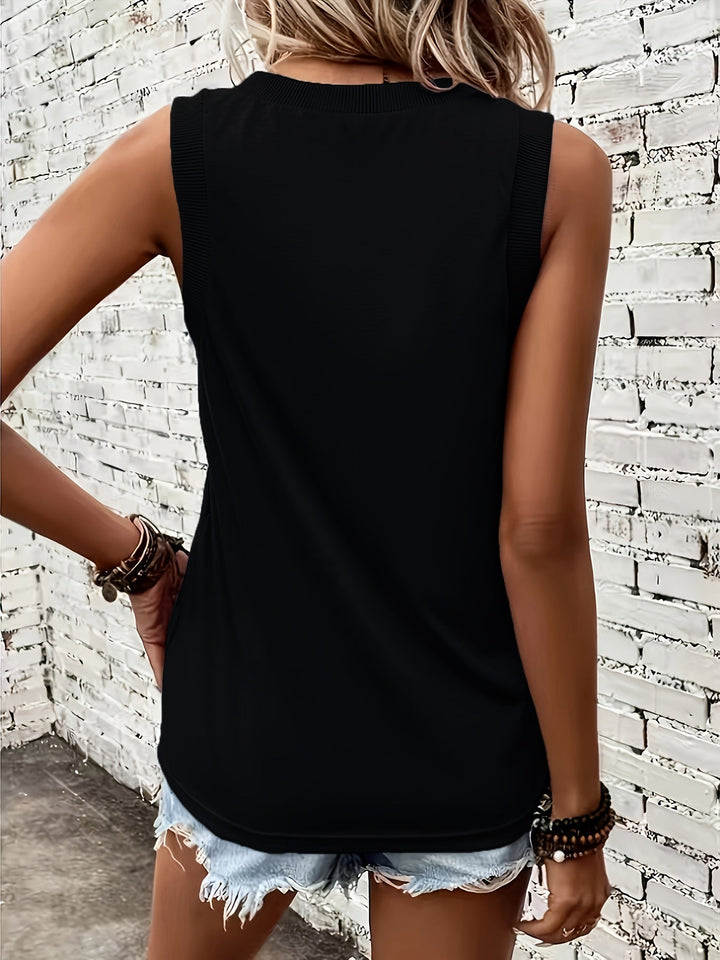 Linen Tank Top For Women | Classic Fit | Black 1