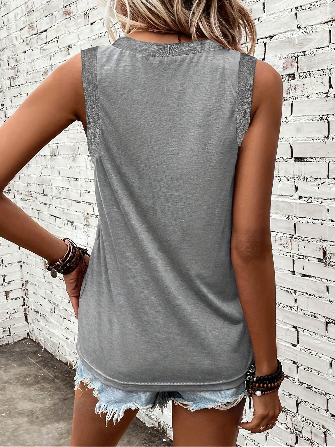 Linen Tank Top For Women | Classic Fit | Gray 1