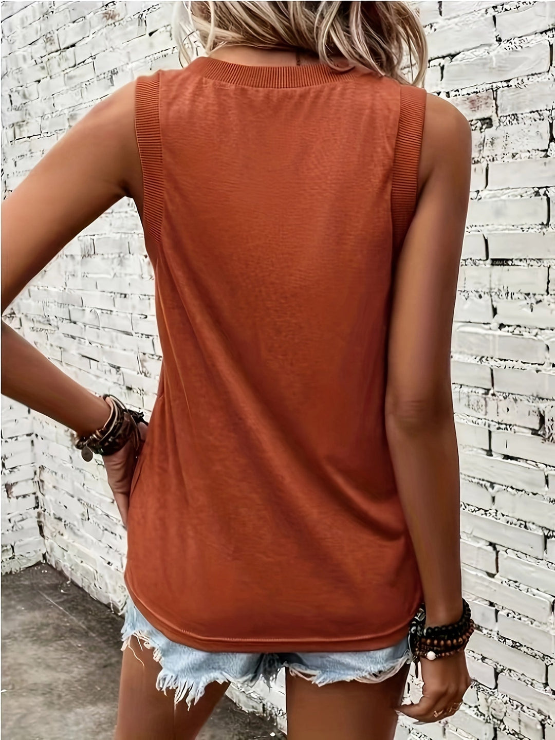 Linen Tank Top For Women | Classic Fit | Mandarin Red 1