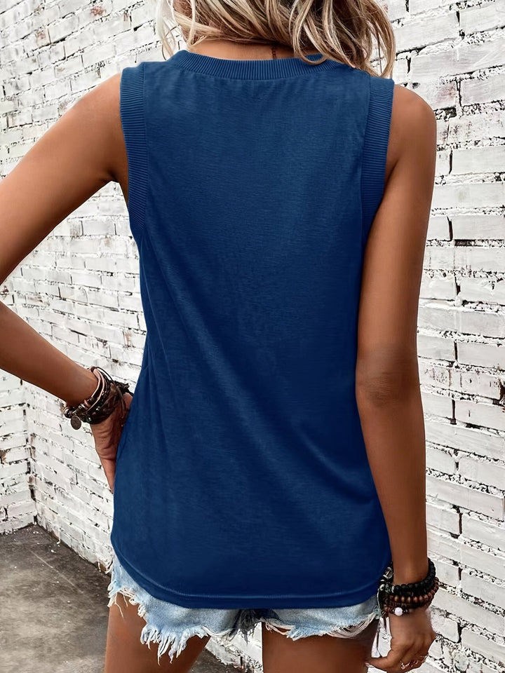 Linen Tank Top For Women | Classic Fit | Sea Blue 1