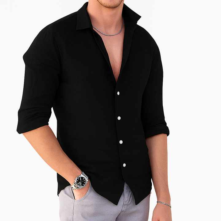 Men's Linen Cotton Button Down Long Sleeve Shirt Summer Casual Top