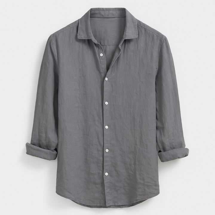 Men's Linen Cotton Button Down Long Sleeve Shirt Summer Casual Top