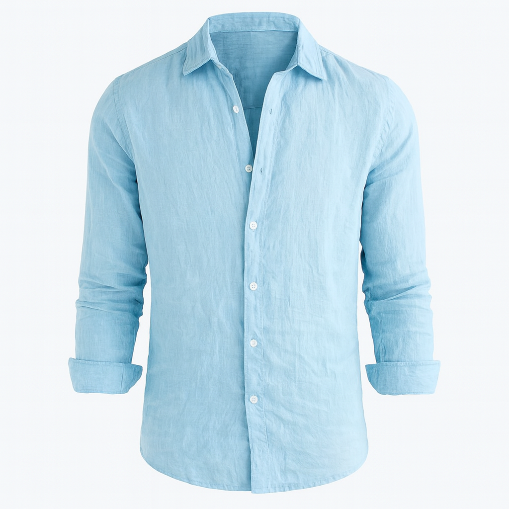 Men's Linen Cotton Button Down Long Sleeve Shirt Summer Casual Top