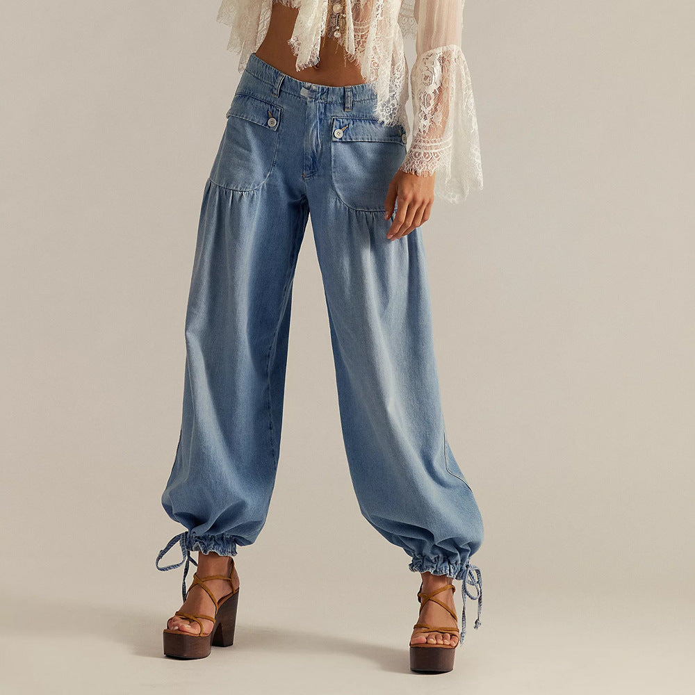 Wide Leg Jeans Women's Denim Bohemian Chic Trousers