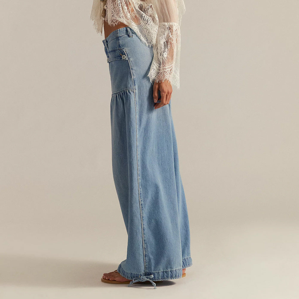Wide Leg Jeans Women's Denim Bohemian Chic Trousers
