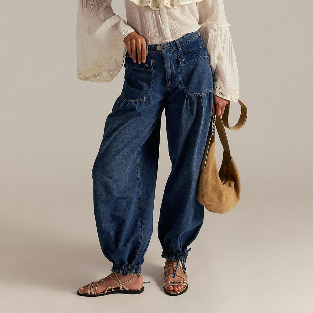 Wide Leg Jeans Women's Denim Bohemian Chic Trousers