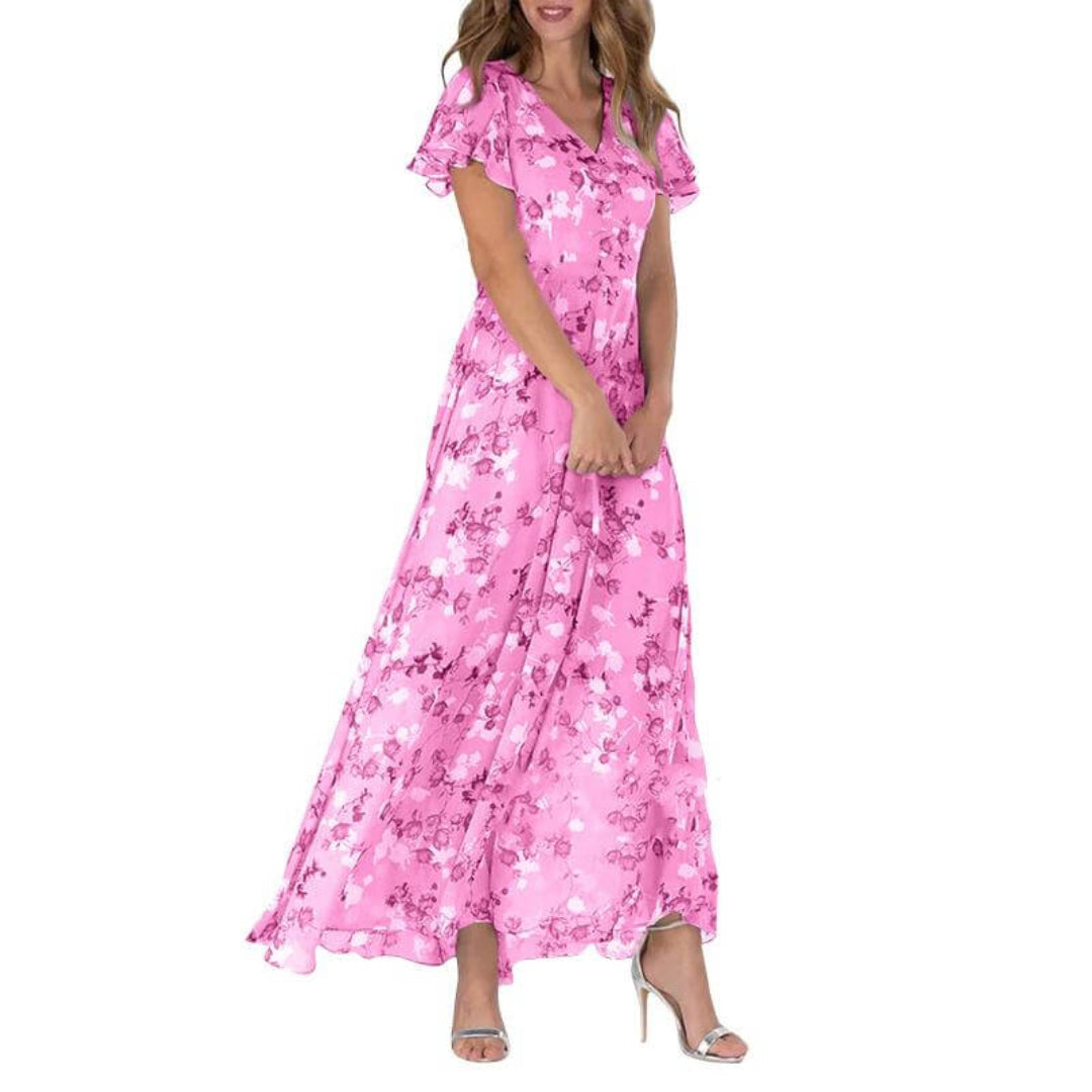 Maxi Summer Dress for Women | Floral Design | Pink