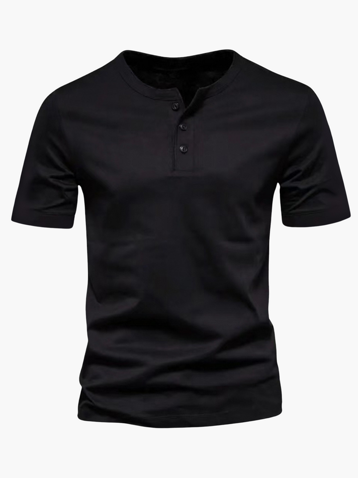 Men’s Summer Cotton Short Sleeve Henley Shirt