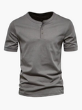 Men’s Summer Cotton Short Sleeve Henley Shirt