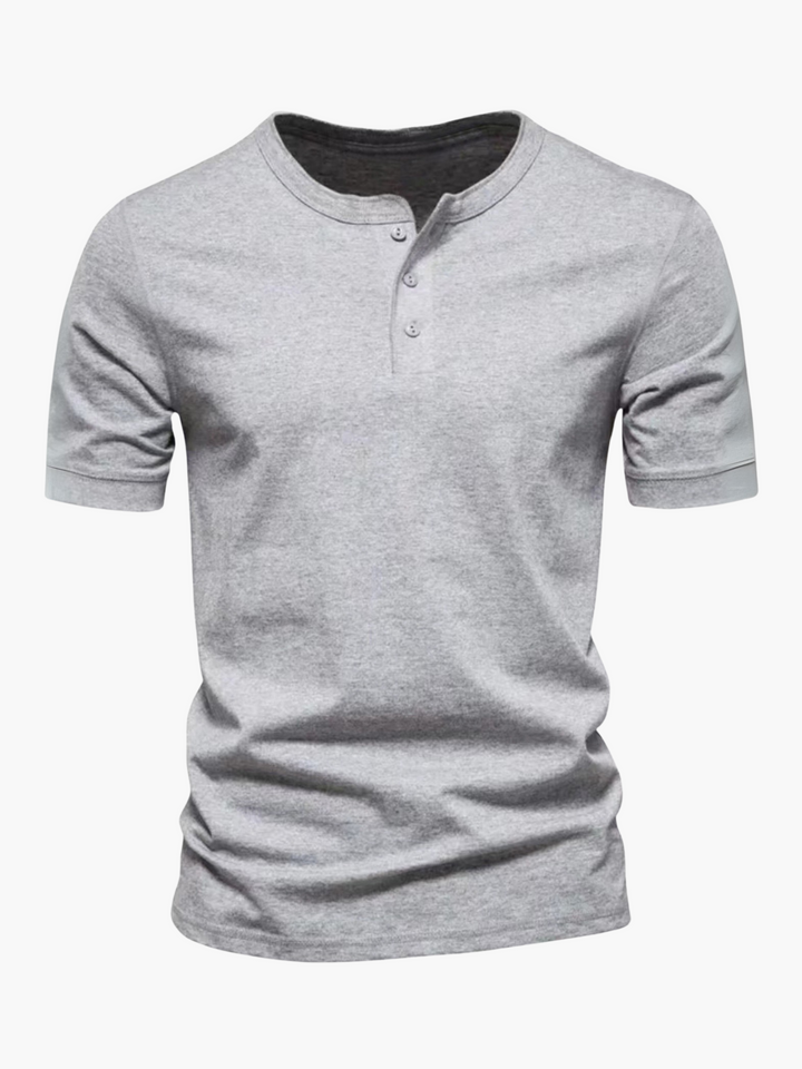 Men’s Summer Cotton Short Sleeve Henley Shirt