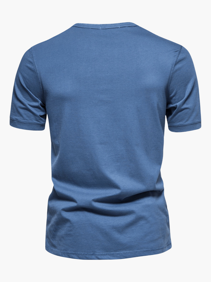 Men’s Summer Cotton Short Sleeve Henley Shirt