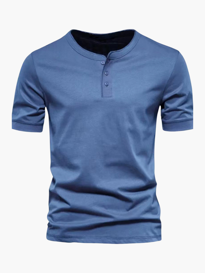Men’s Summer Cotton Short Sleeve Henley Shirt