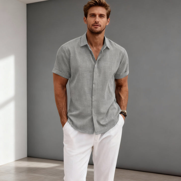 Men's Short Sleeve Cotton Shirt Summer Casual