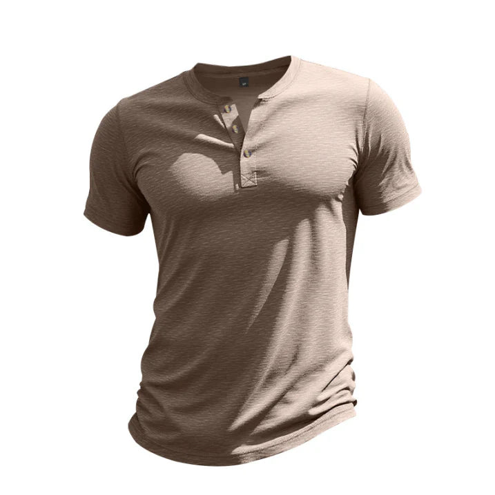 Men's Cotton Knit Summer Men's Henley Short Sleeve Shirt