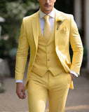 Men's Three-Piece Suit Slim Fit Cotton Blend Summer Wedding Suit