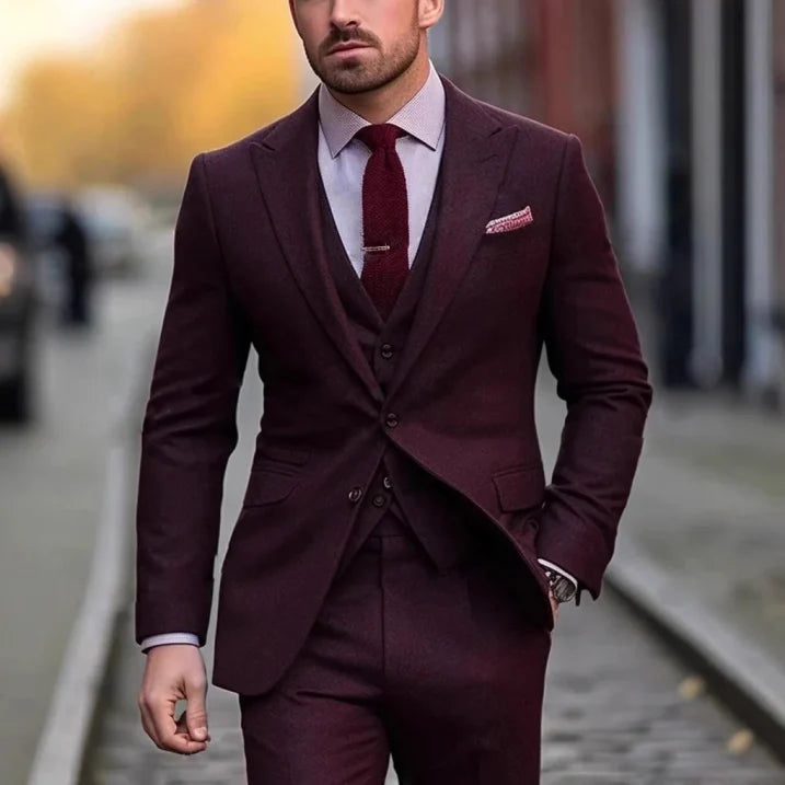 Men's Three-Piece Suit Slim Fit Cotton Blend Summer Wedding Suit