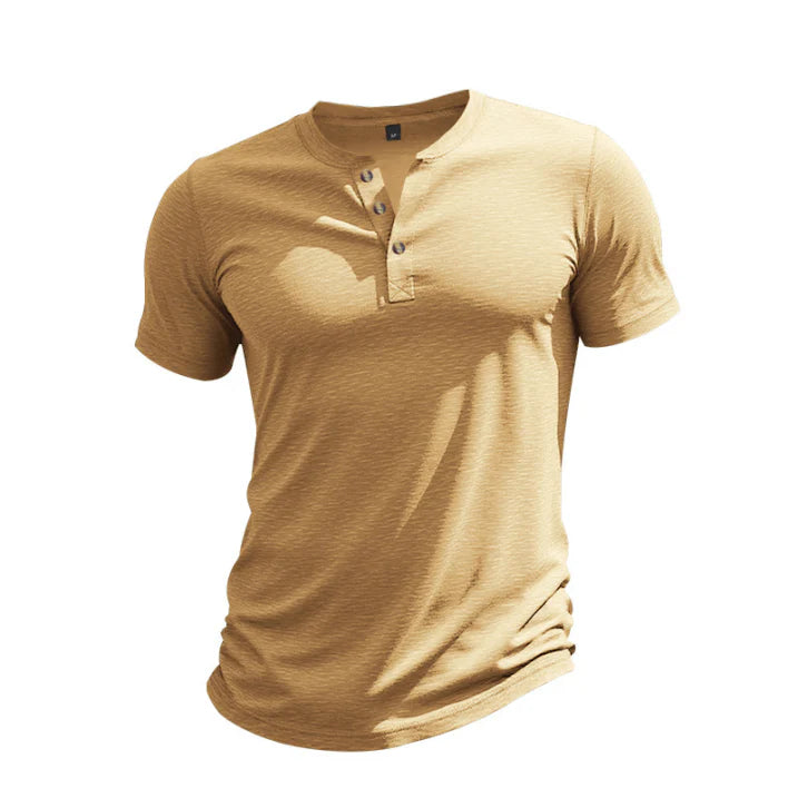 Men's Cotton Knit Summer Men's Henley Short Sleeve Shirt