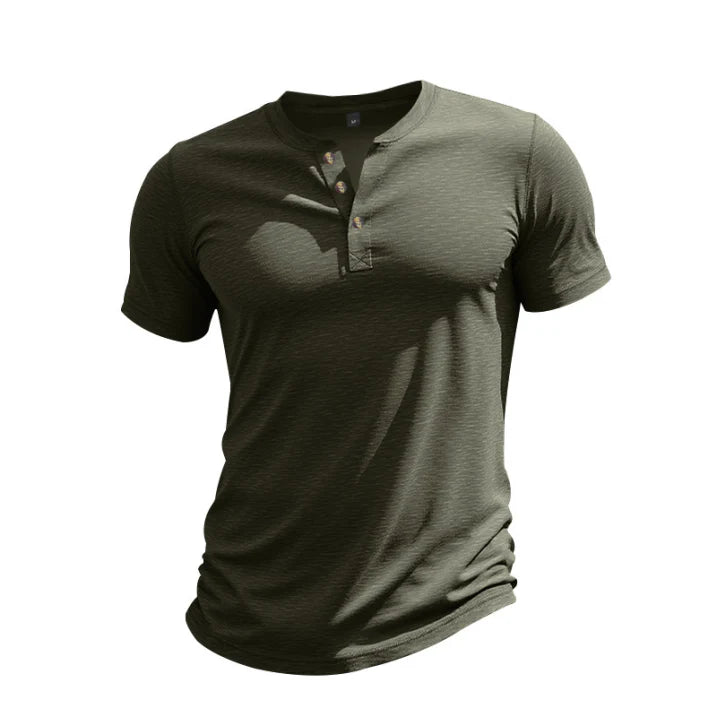 Men's Cotton Knit Summer Men's Henley Short Sleeve Shirt