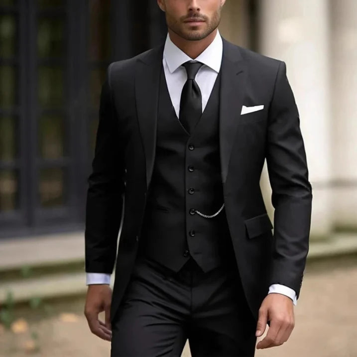 Men's Three-Piece Suit Slim Fit Cotton Blend Summer Wedding Suit