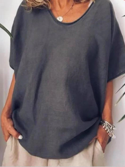 Cotton Knit T-Shirt Oversized Loose Fit Women's Summer Top