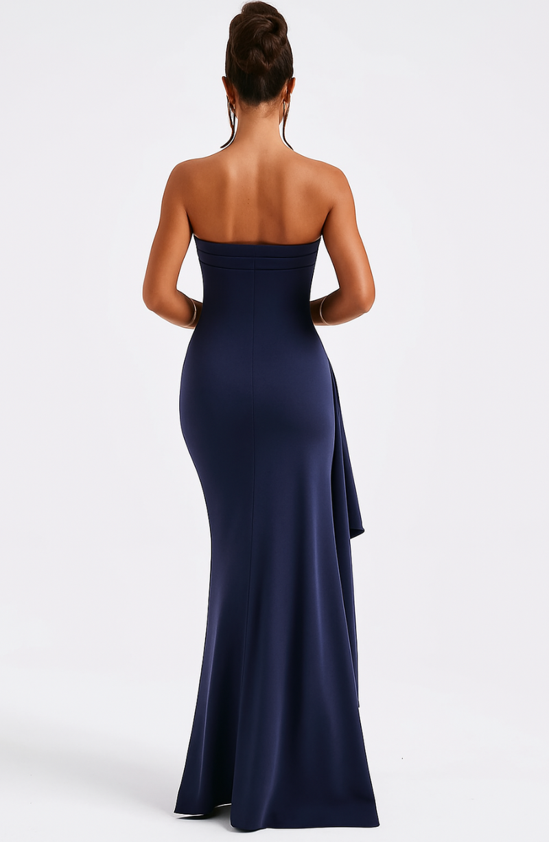 Women's Strapless Satin Dress Summer Evening Gown