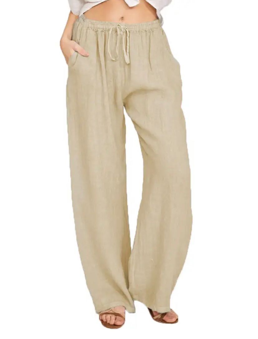Linen Blend Wide Leg Pants for Women High Waisted Trousers
