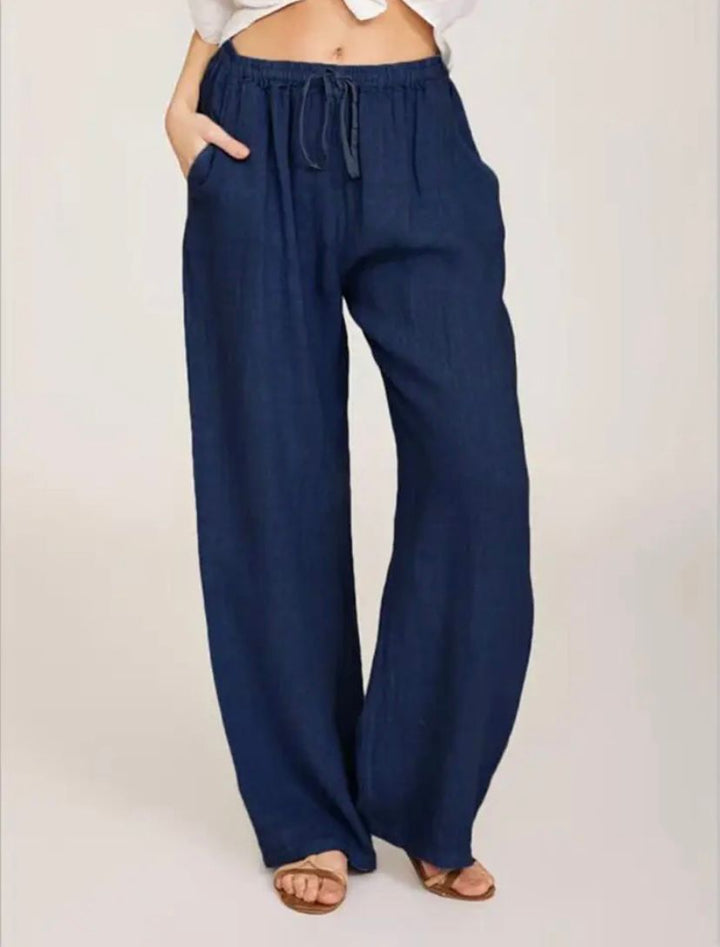Linen Blend Wide Leg Pants for Women High Waisted Trousers