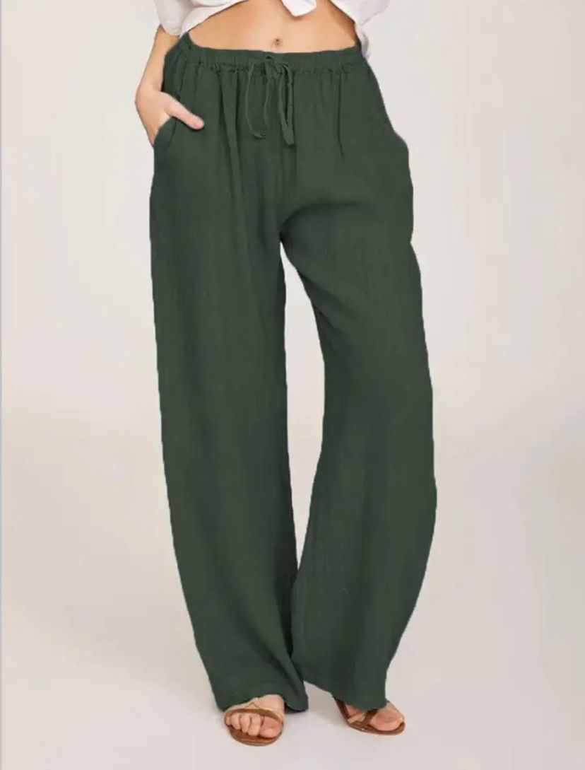 Linen Blend Wide Leg Pants for Women High Waisted Trousers