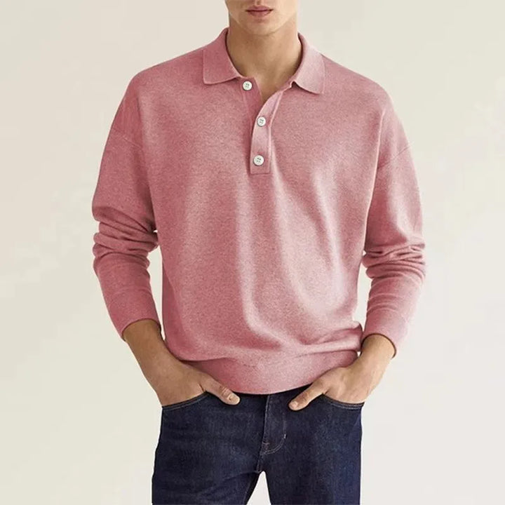 Men's Merino Wool Knit Long Sleeve Polo Shirt