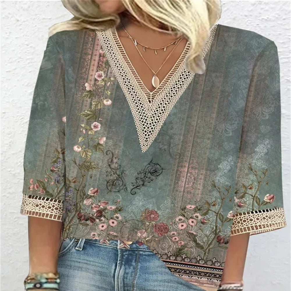 Printed Blouse For Women | Regular Length | Green