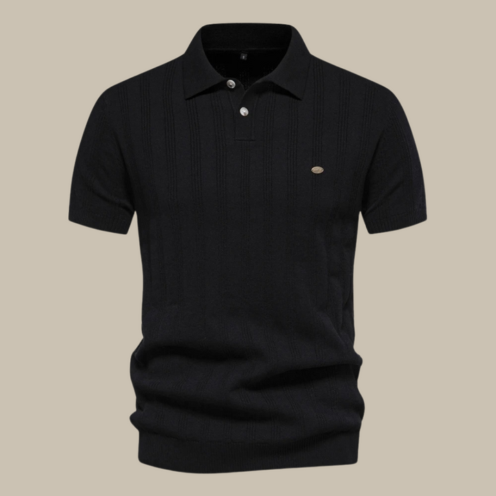 Men's Wool Polo Shirt Knit Summer Short Sleeve Top