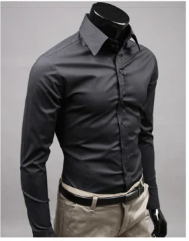 Men's Slim Fit Cotton Down Shirt Summer Business Formal Shirt